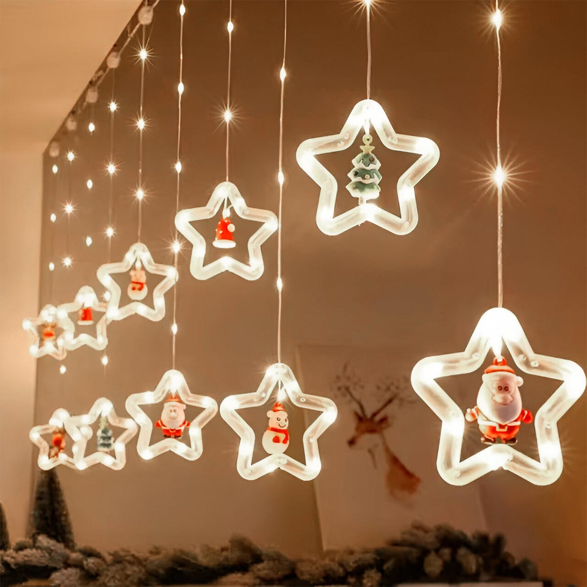 Cortina estrellas de Navidad 3 metros